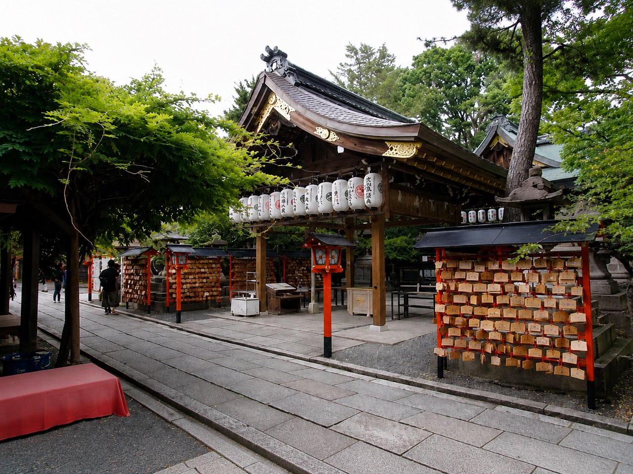 縁切りで知られる社寺（絵馬と提灯の並ぶ境内）
